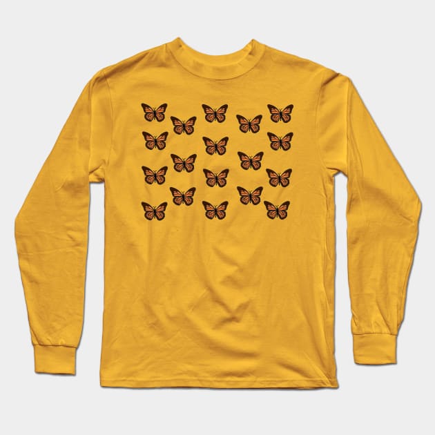 Orange Monarch Butterfly Long Sleeve T-Shirt by courtneylgraben